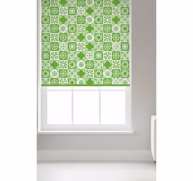 Green roller blind in abstract green and white - TenStickers