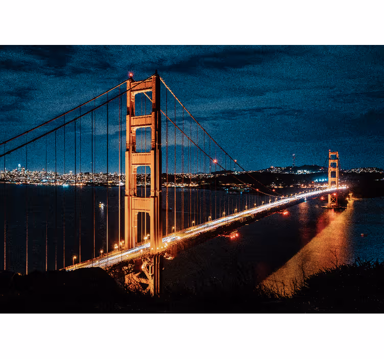 Living room blind golden gate evening design - TenStickers