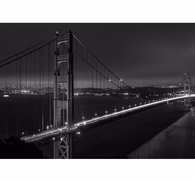 Living room blind golden gate night b&w - TenStickers