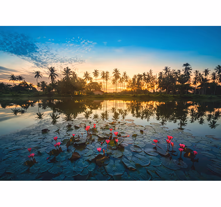 Living room blind loto flower at dawn - TenStickers