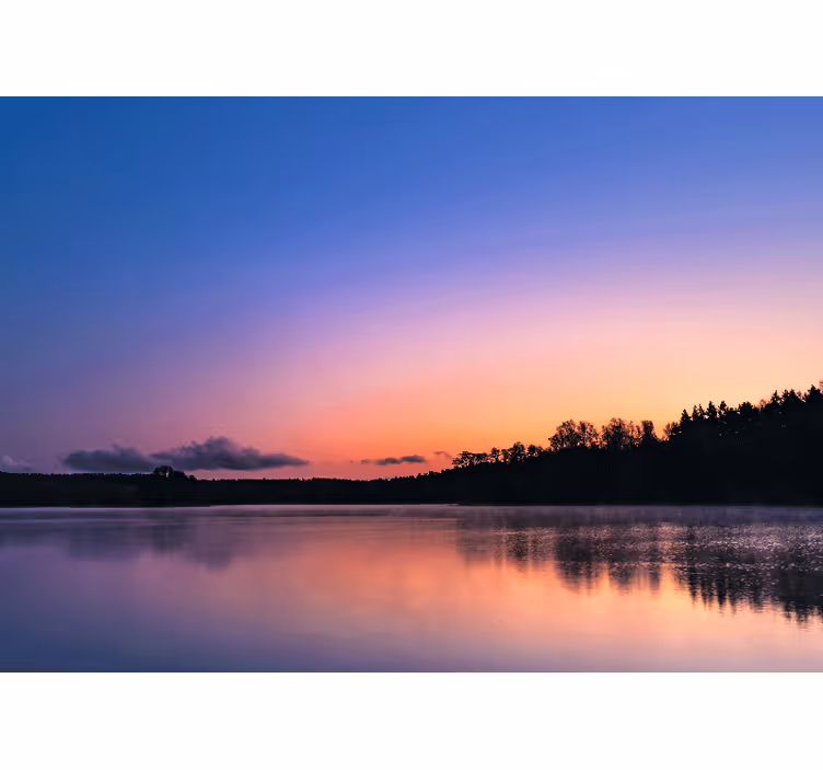 Living room blind sunset mazury lake - TenStickers