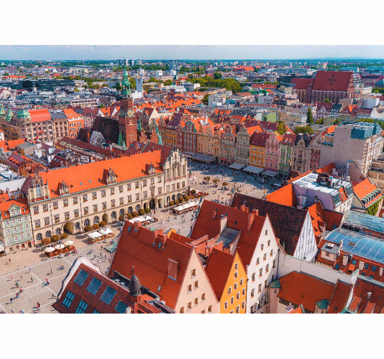 Living room blind wrocław skyline view - TenStickers