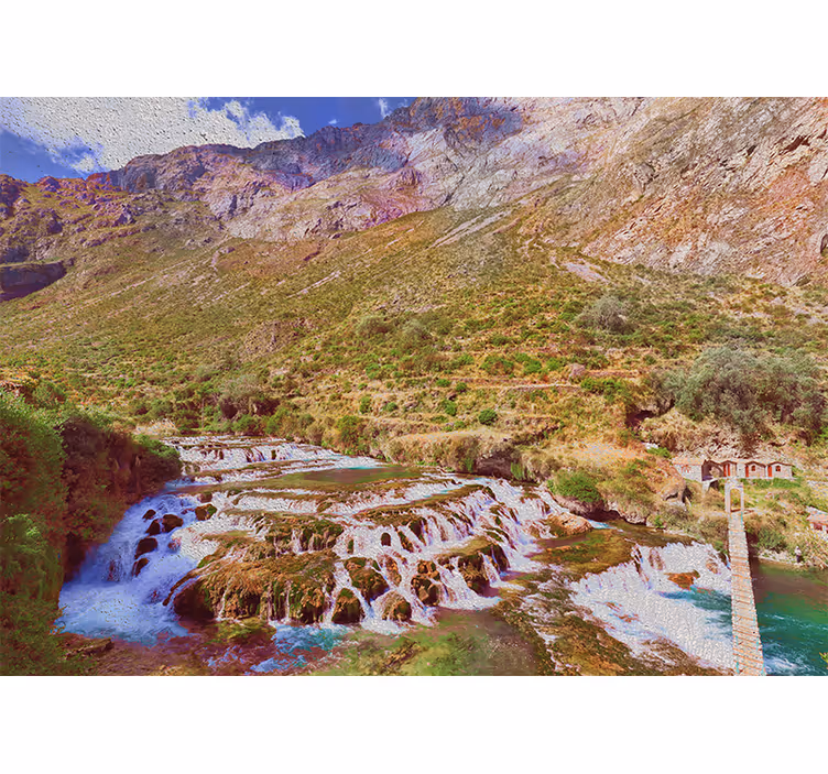 Living room blind inspired by huancaya waterfalls - TenStickers