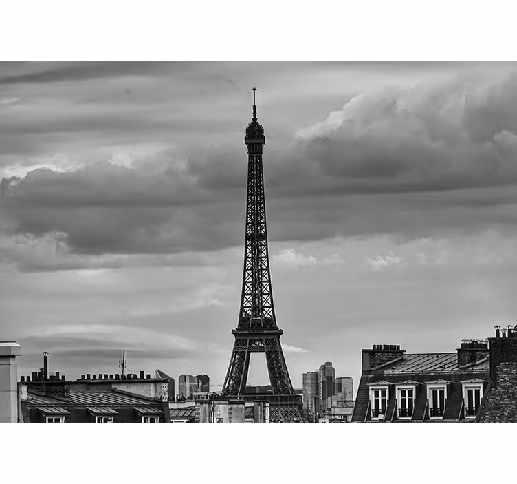 Living room blind tour eiffel black and white - TenStickers