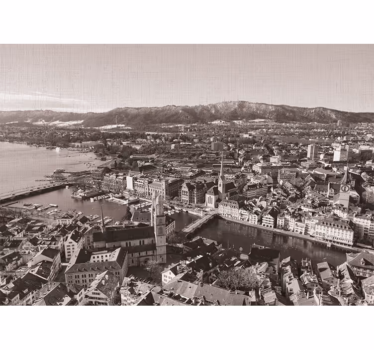 Living room blind zürich with mountains in background - TenStickers