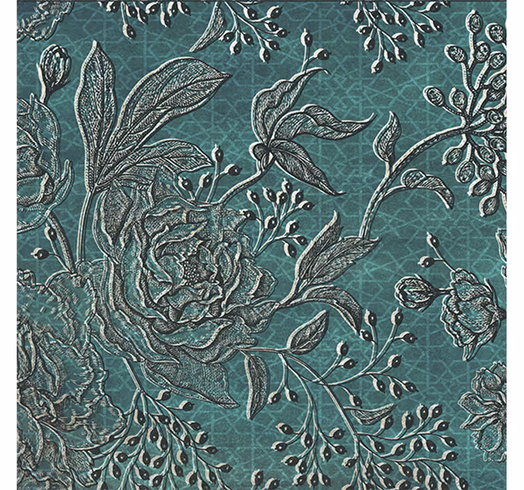 Living room blind with oriental flora design - TenStickers