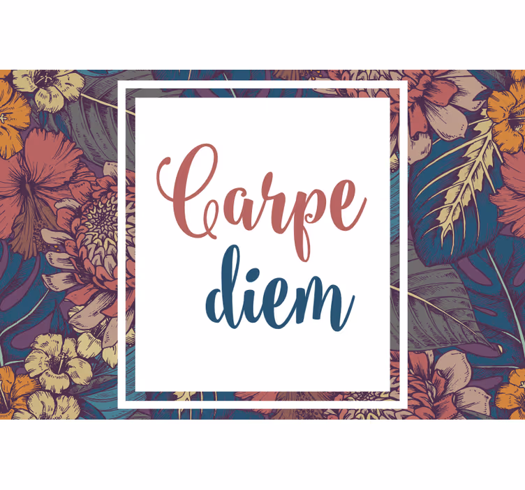 Living room blind carpe diem colorful squares - TenStickers