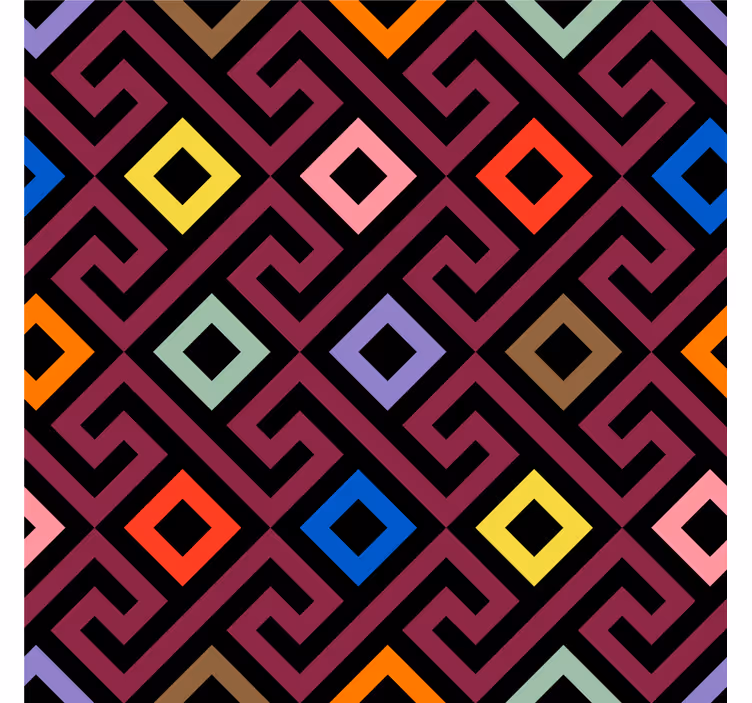 Living room blind with colorful geometric pattern - TenStickers