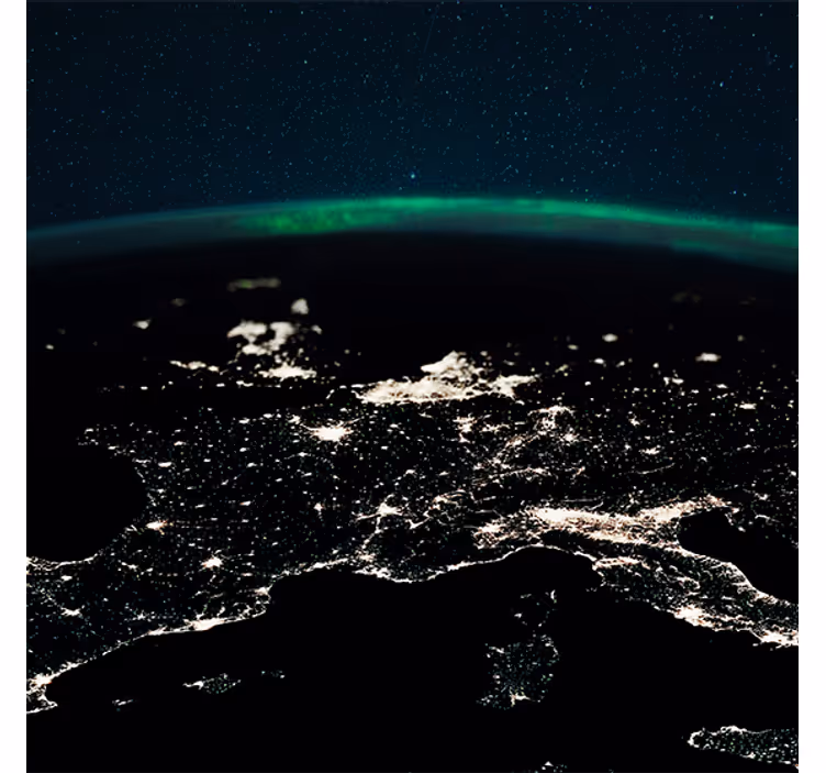 Living room blind northern light stars and earth - TenStickers