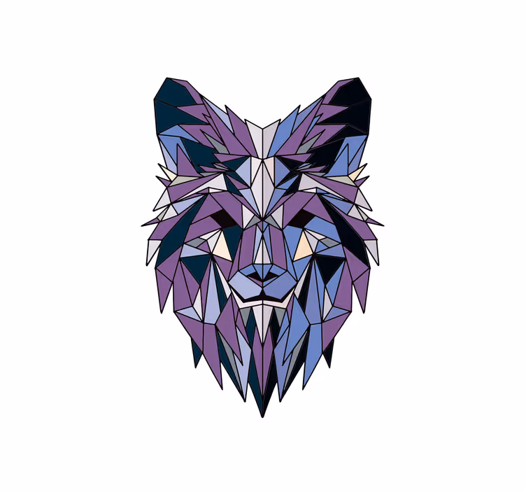 Living room blind geometric wolf design - TenStickers