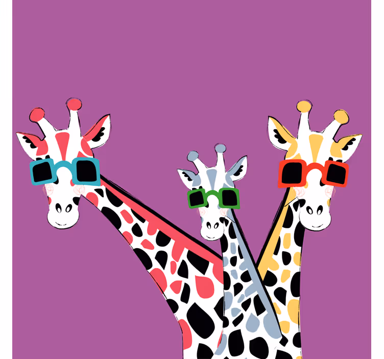 Living room blind featuring funny giraffes in shades - TenStickers