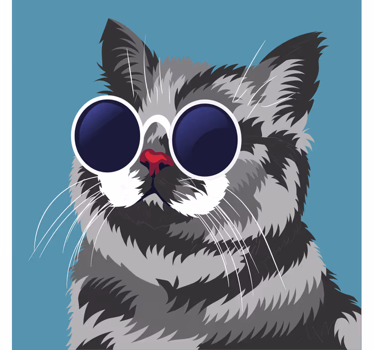 Funny painting of a gray cat living room blind - TenStickers