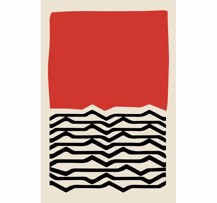 Living room blind with red painting and black lines - TenStickers