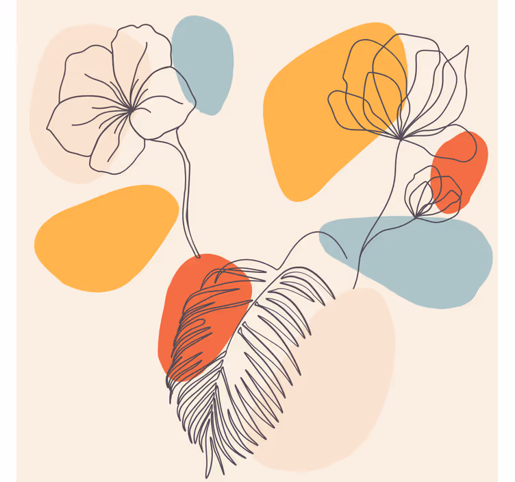 Living room blind with botanical wall art - TenStickers