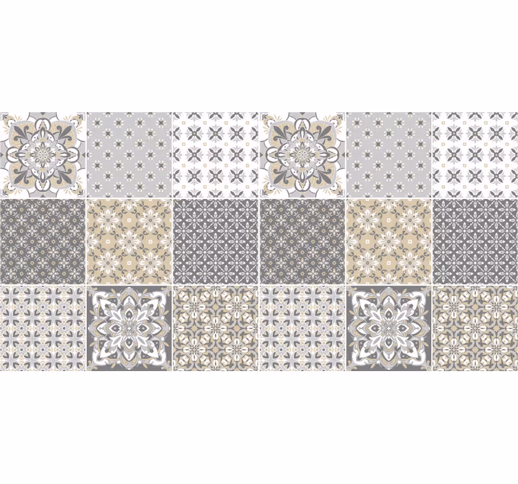 Roller blind beige with moroccan tile design - TenStickers