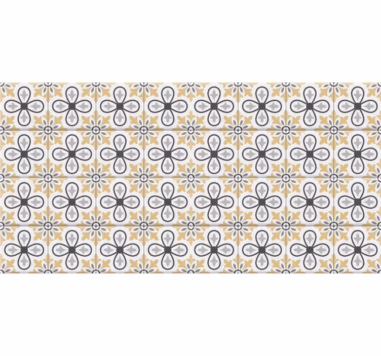 Roller blind beige kitchen vintage tiles - TenStickers