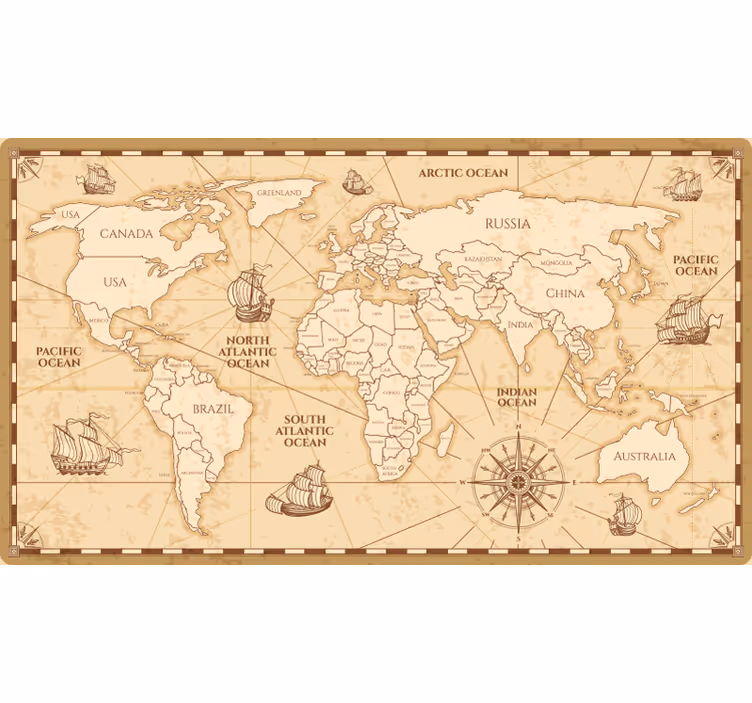 Roller blind beige vintage world map design - TenStickers