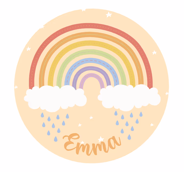 Roller blind beige watercolor rainbow personalized - TenStickers