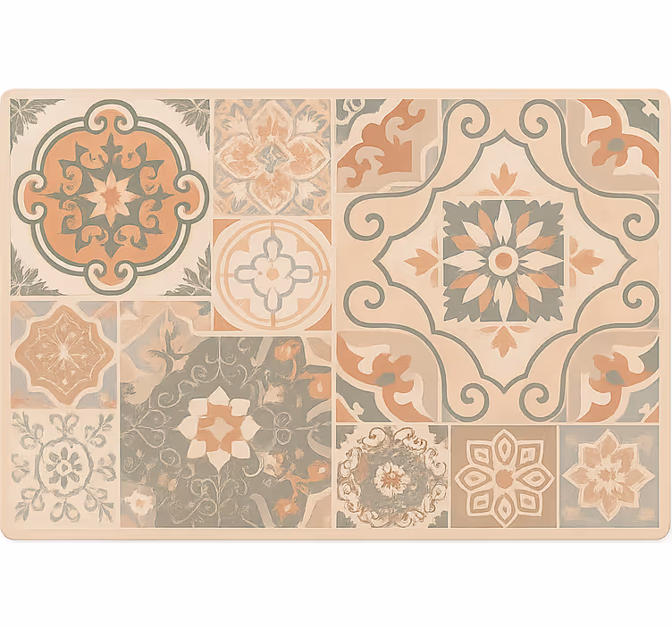 Roller blind beige cement tiles in various sizes - TenStickers