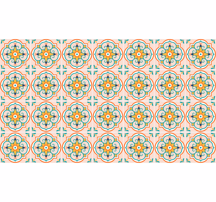 Roller blind beige with colorful square design - TenStickers