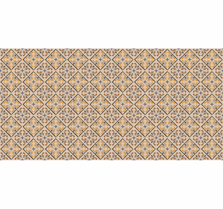 Roller blind beige with gold and blue baroque pattern - TenStickers