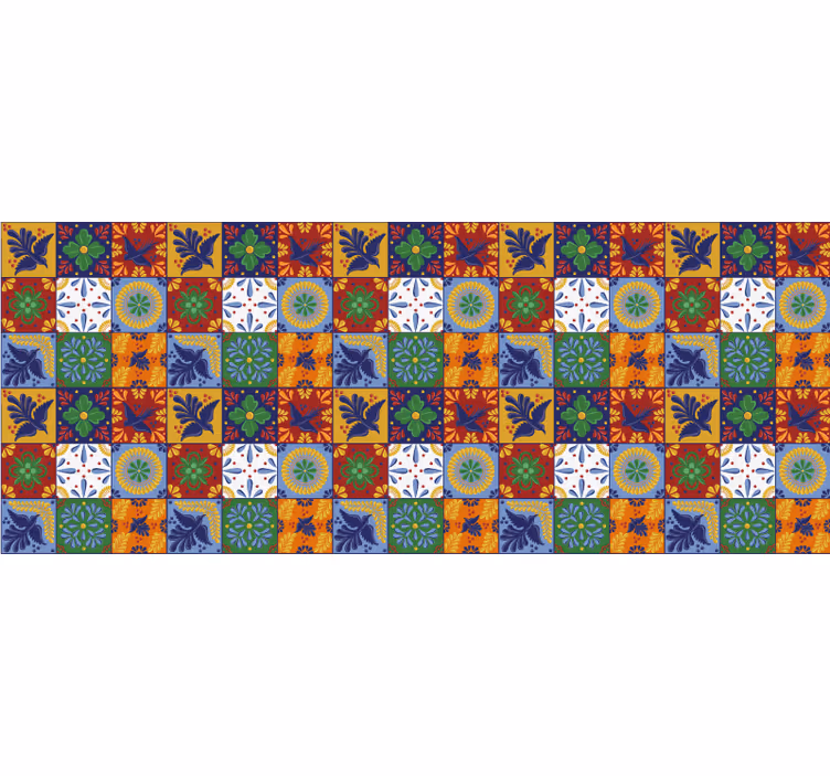 Bedroom blind with vibrant mexican tiles - TenStickers