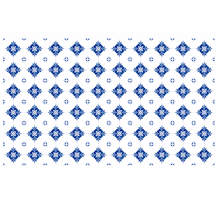 Bedroom blind in vintage blue tile design - TenStickers