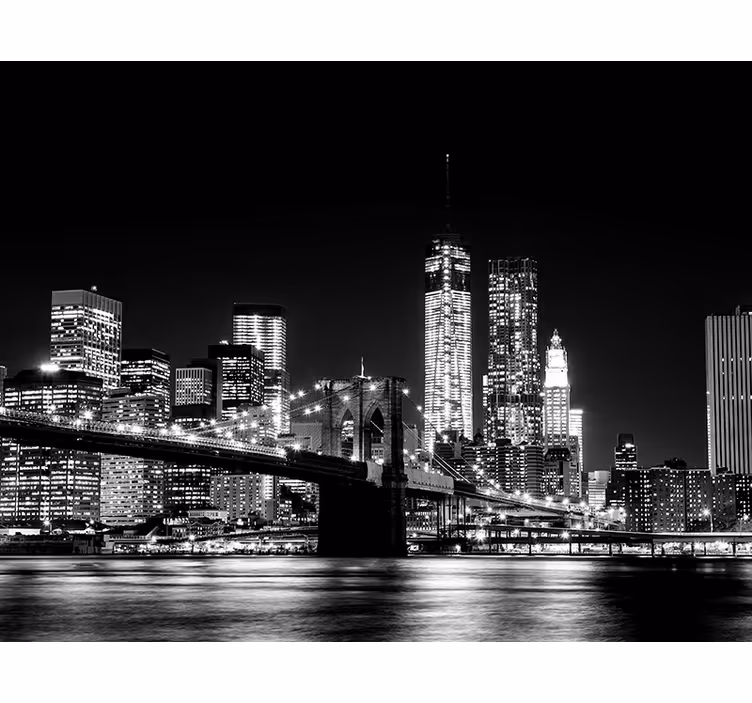 Blind grey new york east river mural - TenStickers