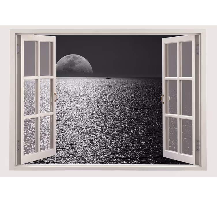 Blind grey sea from the white window - TenStickers