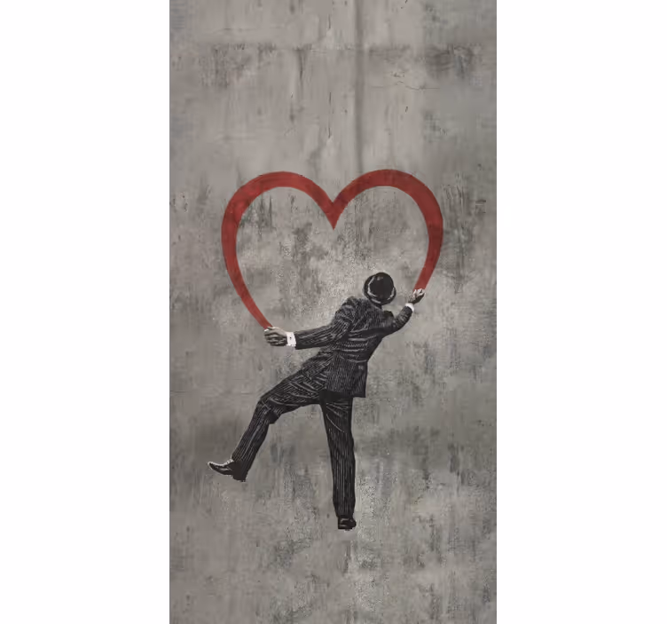 Blind grey banksy heart mural - TenStickers