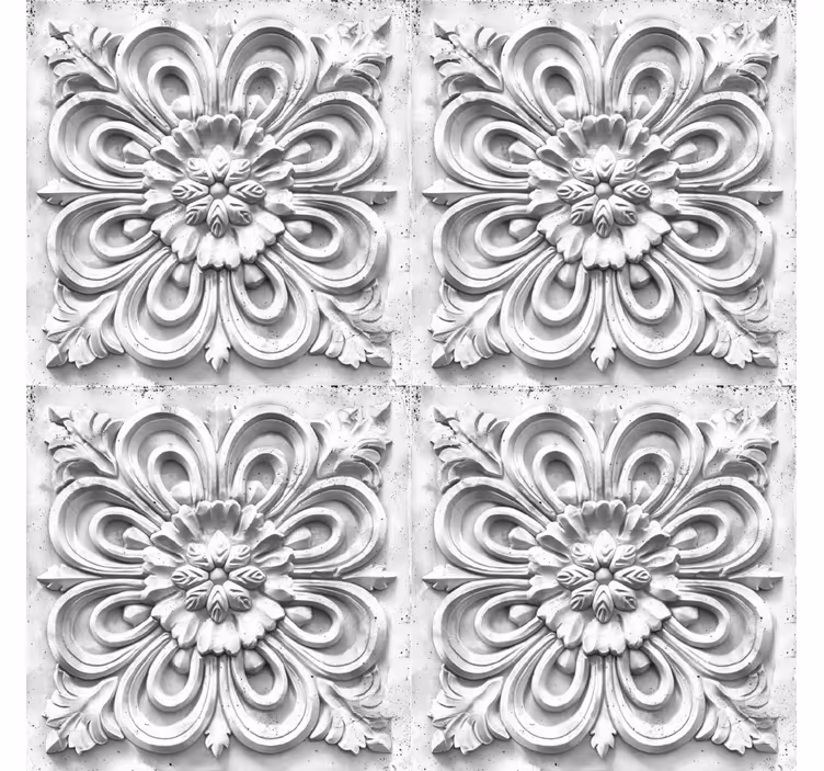 Vintage roller blind in white tile design - TenStickers