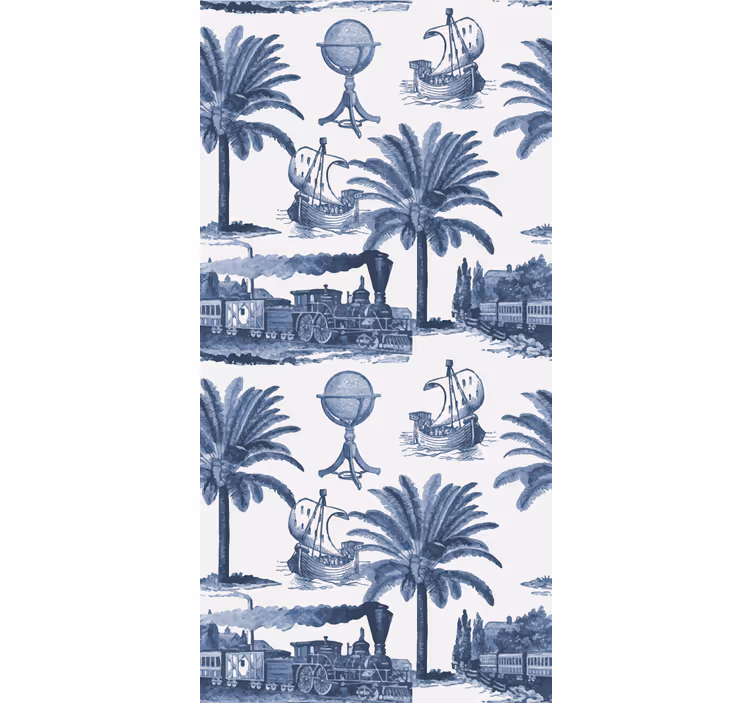 Vintage roller blind in blue french pattern - TenStickers