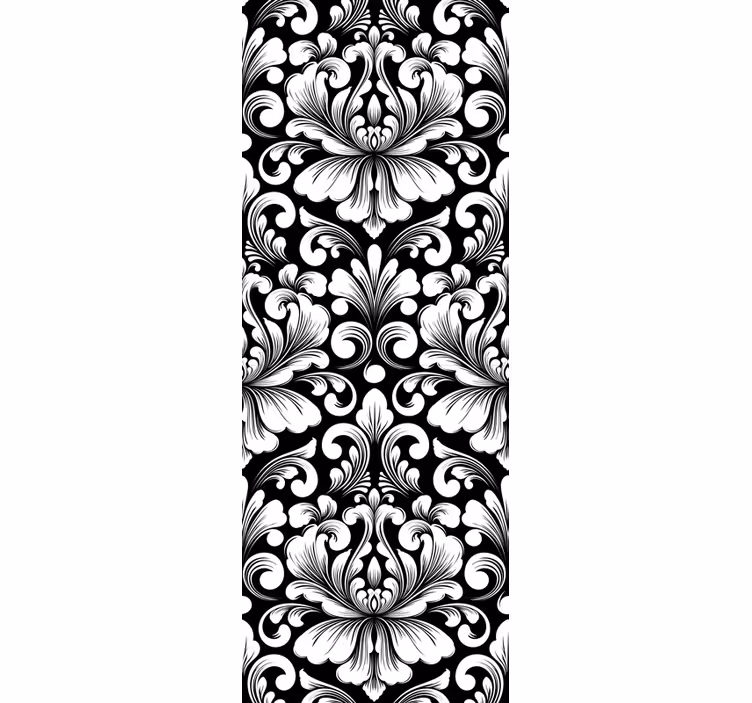 Vintage roller blind with black and white damask design - TenStickers