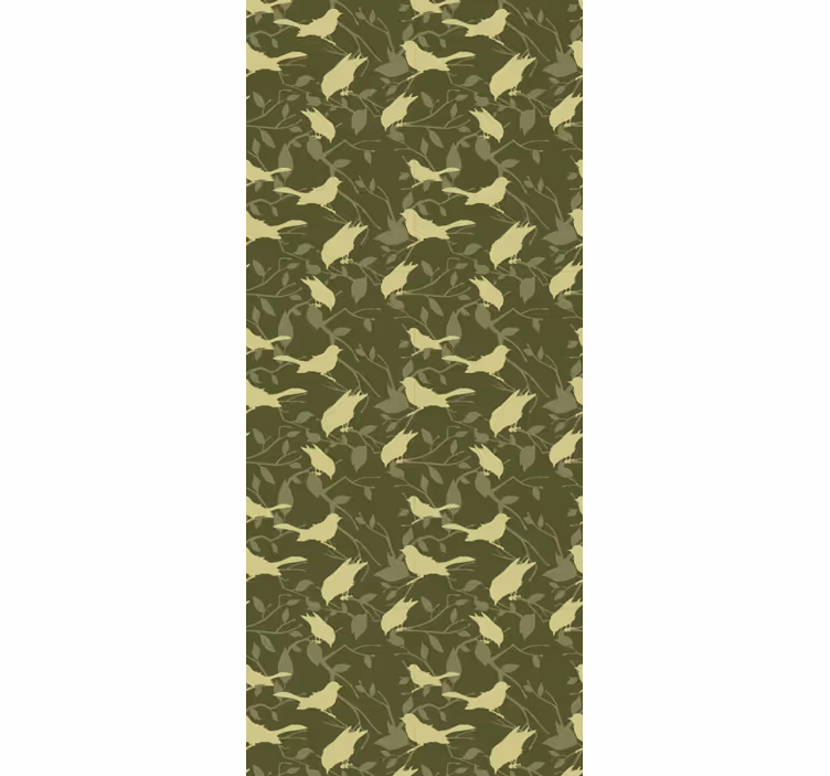 Vintage roller blind with green birds pattern - TenStickers