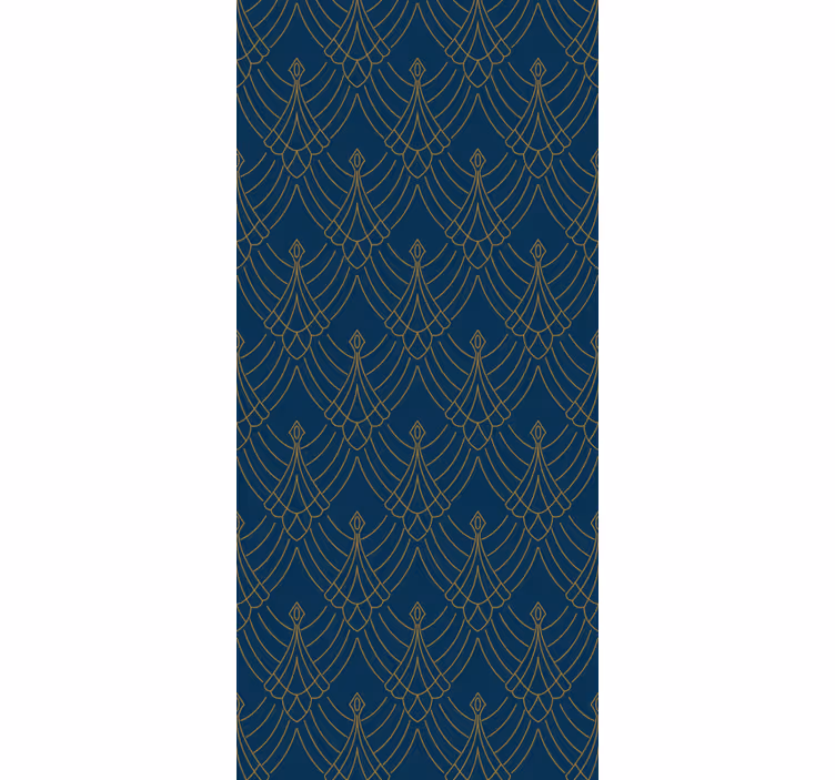 Vintage roller blind in blue and gold decor style - TenStickers