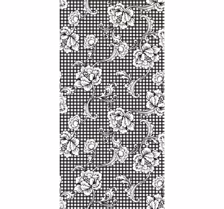 Vintage roller blind in black and white gingham - TenStickers