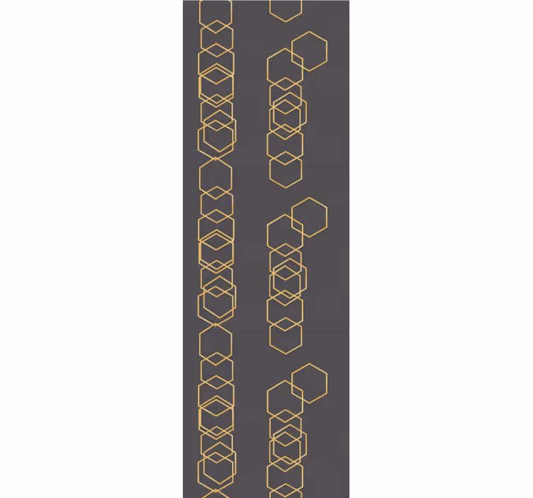 Vintage roller blind with gray texture and gold hexagons - TenStickers