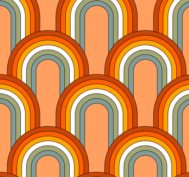 Vintage roller blind 70s rainbow design - TenStickers