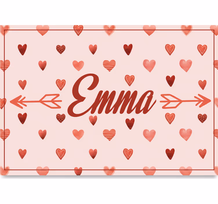 Roller blind pink personalized hearts pattern kids' name - TenStickers