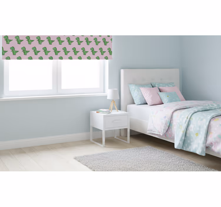 Roller blind pink with little dinosaurs design - TenStickers