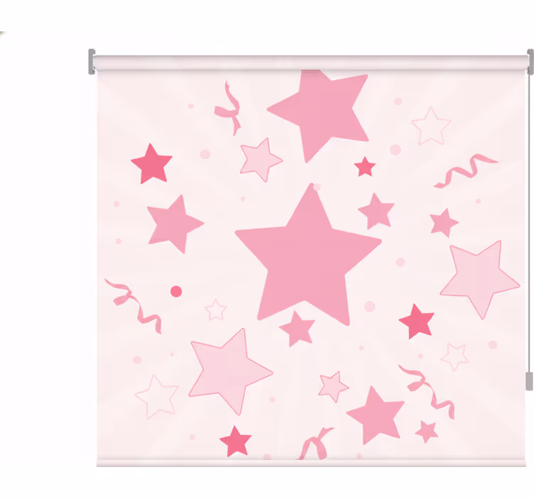Roller blind pink with large pink stars - TenStickers