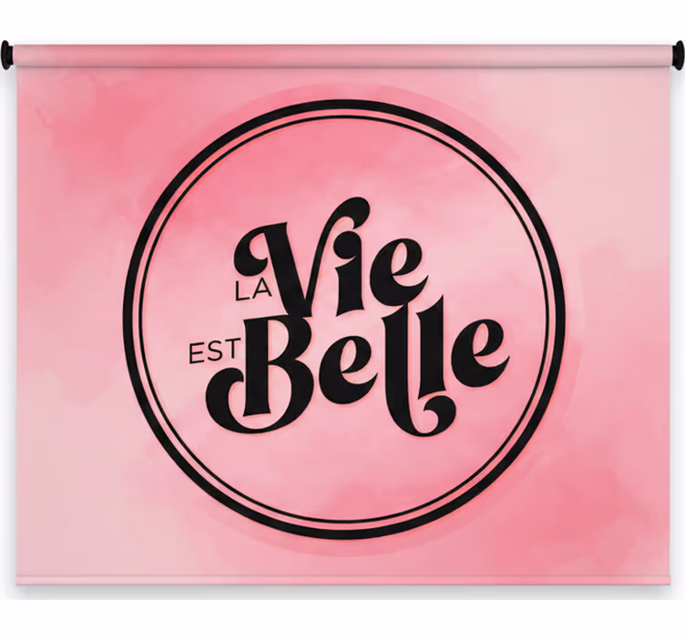 Roller blind pink black text on pink background - TenStickers