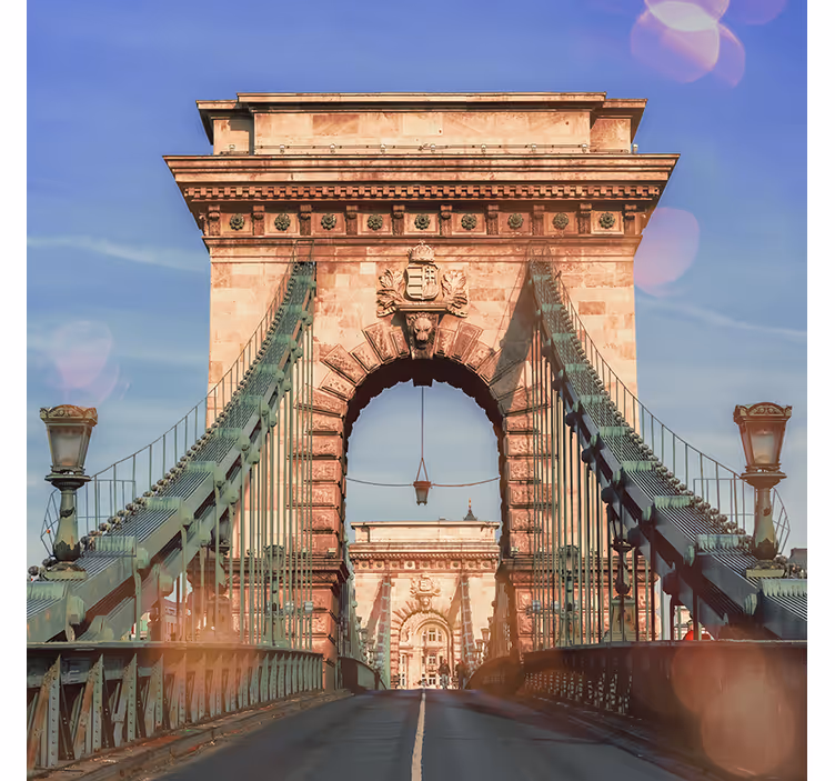 Living room blind with panoramic view of budapest bridge - TenStickers