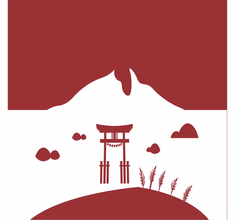 Living room blind featuring japanese lake and mountains - TenStickers