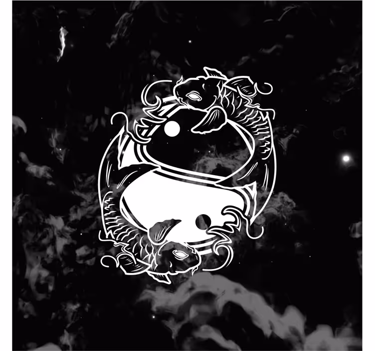 Living room blind yin yang balance fish design - TenStickers