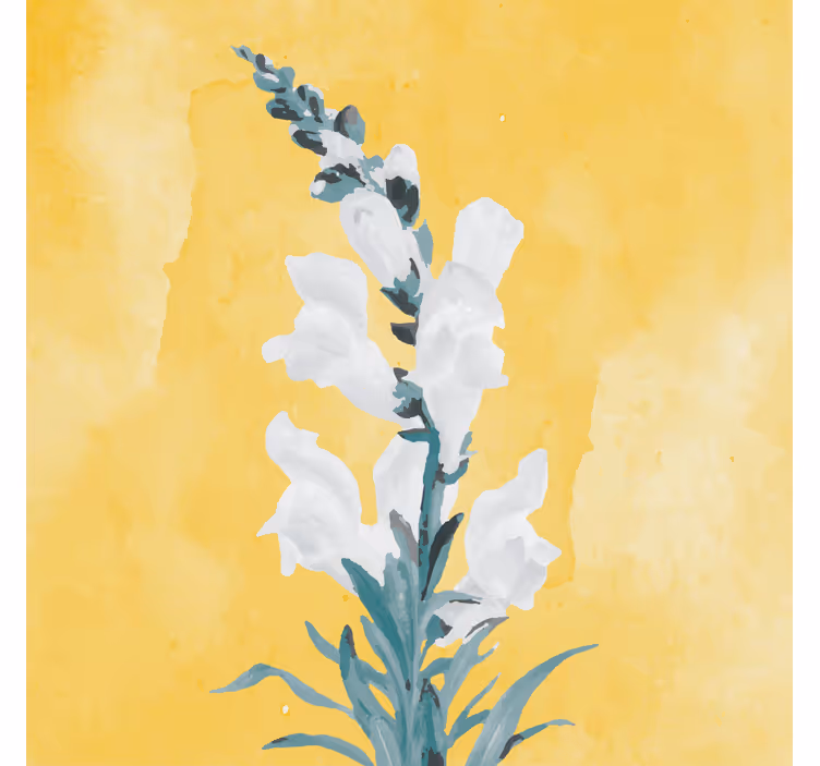 Living room blind with white flowers on yellow - TenStickers