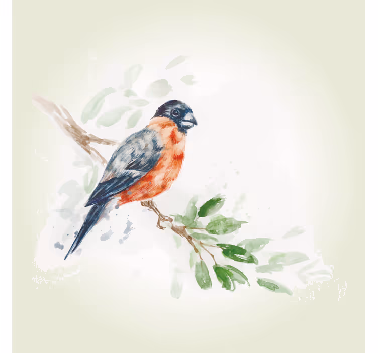 Living room blind pastel bird on tree branch - TenStickers