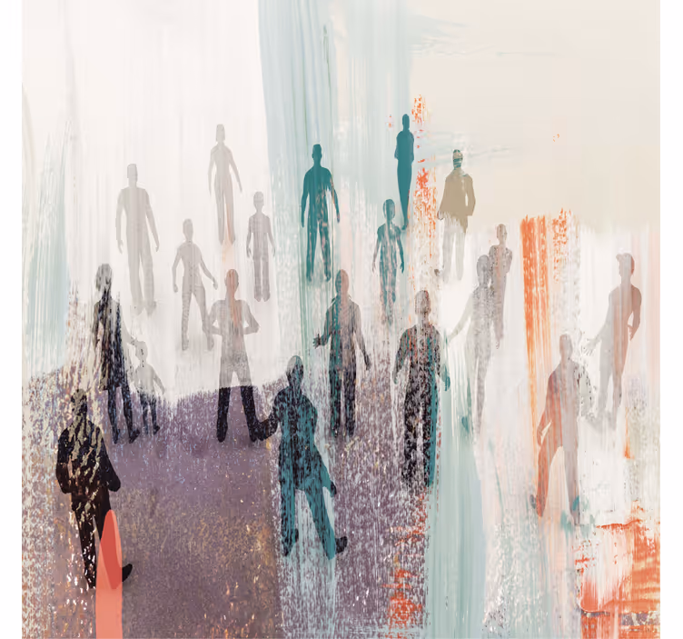 Living room blind with abstract people design - TenStickers