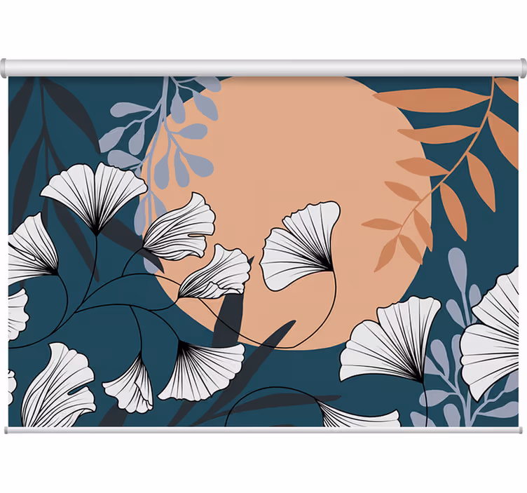 Living room blind in vibrant glamour ginkgo design - TenStickers