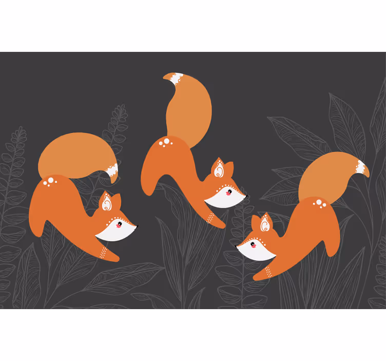 Living room blind with scandinavian foxes in forest - TenStickers